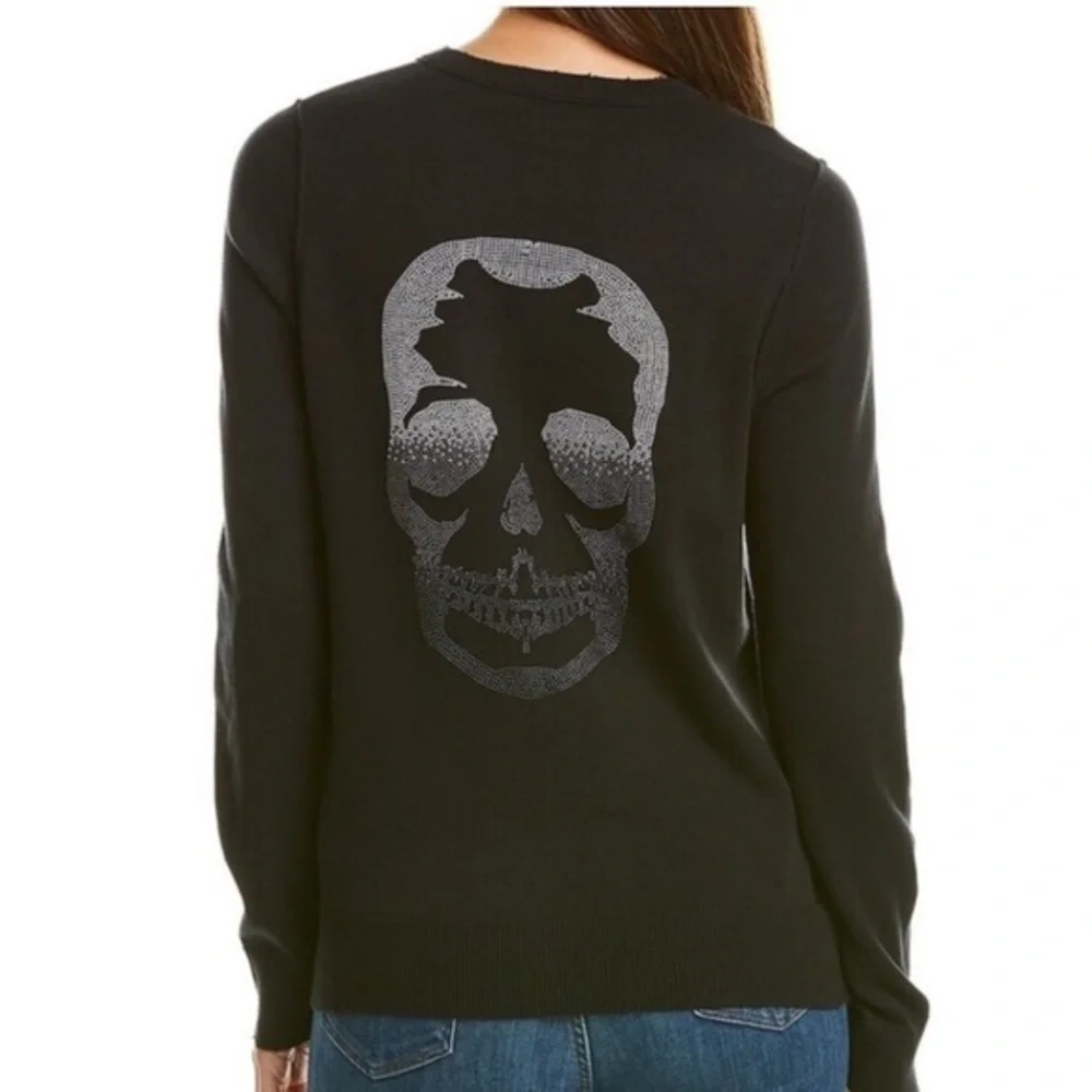 Zadig & Voltaire Sweater Miss Skull Degrade Studs in Black